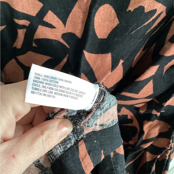 A New Day Women's Sleeveless, XXL Linen Mini Shift Dress, Blk/Brown - Picture 6 of 8